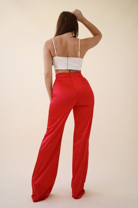 VIVIANNE SATIN PANT - RED - TRESLUSH