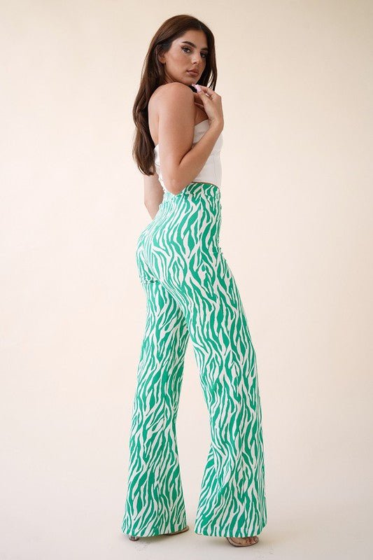 ZEBRA HIGH WAISTED PANT- Kelly White - TRESLUSH