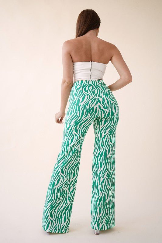 ZEBRA HIGH WAISTED PANT- Kelly White - TRESLUSH