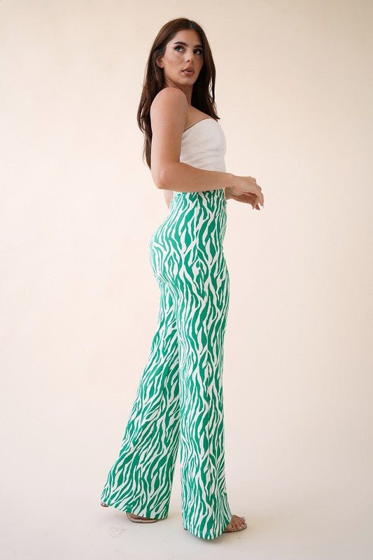 ZEBRA HIGH WAISTED PANT- Kelly White - TRESLUSH