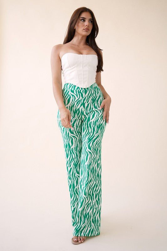 ZEBRA HIGH WAISTED PANT- Kelly White - TRESLUSH